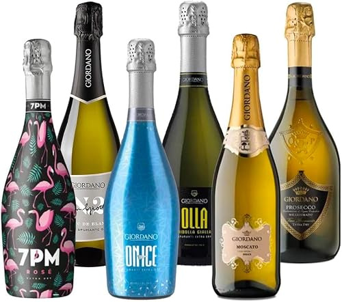 Giordano – SEKT-AUSWAHL – Packung mit 6 verschiedenen Schaumweinsorten, darunter Sweet und ExtraDry – 6 Flaschen à 75 cl