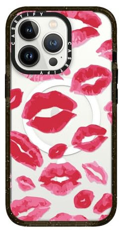 CASETiFY Impact iPhone 13 Pro Hülle [MagSafe-kompatibel/Schutz vor Stürzen aus 2,5 m Höhe/Schlank] - Lipstick Kisses - Clear Black
