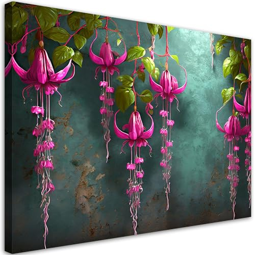 Feeby Leinwand Bilder - Bild Wohnzimmer - Abstrakt Rosa Blumen Textur - 60x40 1tlg - Deko Schlafzimmer Groß - Dekoration Canvas - Gemälde - Modern Wandbilder - Kunstdruck