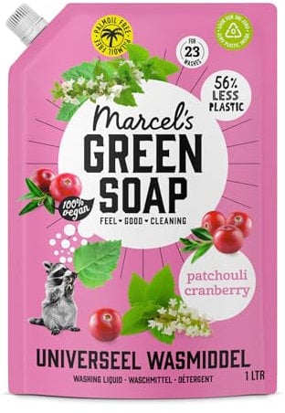 Marcel’s Green Soap Universal Washing Liquid Refill Patchouli & Cranberry – Laundry Detergent Refill – Vegan – Palm-oil free - For 23 Washes – 1 Liter