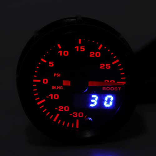 Turbolader-Manometer, Universelles Auto-Auto-Instrument, 52 Mm, 2,0 Zoll LED-Anzeige, Hochpräzise, ​​schwarzes ABS