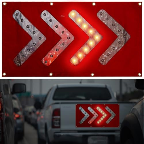 Hahafelt Magnetisches LED-Verkehrsschild, 45,7 x 83,8 cm, Pfeilbanner Schild, Richtverkehrsleiter, blinkendes Warnschild für Bau, EMS, Feuer oder Rettung, Autobahnsicherheit und Strafverfolgung