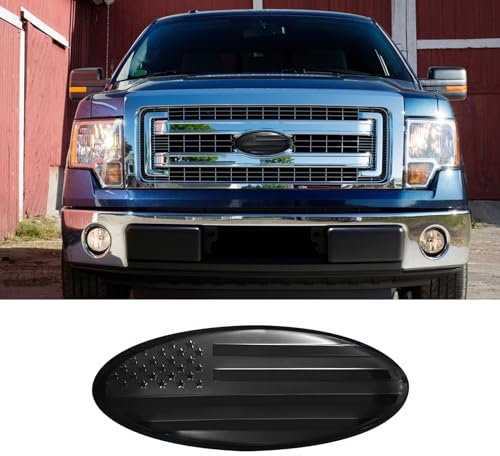 deemars Emblem für Ford, Heckklappe Emblem Abzeichen Namensschild, Overlay Kühlergrill/Heckklappe Oval American Flag Badge, Autozubehör Autoemblem für Ford F150 F250 F350 (Black)