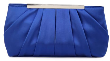 AJTUTUS Plissierte Clutches Tasche für Hochzeit, Party, Damen und Mädchen, formelle Abendtasche mit Kette, Bankett, Geldbörse, Cocktail-Handtasche, königsblau