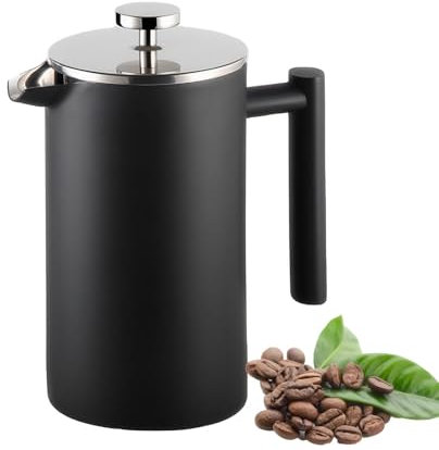 EHIOG Kaffeebereiter French press 1 liter, Tragbare Cafetière, Kaffeemaschine mit dreifachem Edelstahlfilter & isolierten Wänden, Kann zur Zubereitung von Kaffee, Tee und Milchschaum verwendet werden