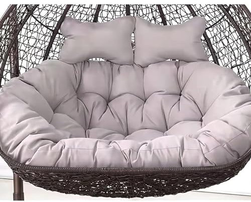 FYHTC Hanging Egg Chair Cushion 2 Person, Swing Cushion Outdoor Seats, Double Hanging Basket, Hammock Replacement(Gray)