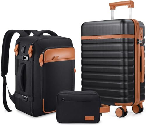 UKEIN Kofferset 3 Teilig Leicht 100% PC Reisekoffer mit Rollen Trolley & TSA Schloss,Hartschalenkoffer Set,Trolley Handgepäck Mit 1 Reisetasche und 1 Kulturbeutel