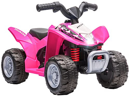 AIYAPLAY HONDA Quad Elettrico per Bambini 18-36 Mesi, Mini Quad per Bambini con Luci LED, Clacson e Pedali, Velocità max 2.8 km/h, 65.5x38.5x43.5 cm, Rosa