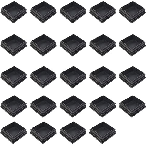 50 * 50mm Square Plastic Plugs,Square Plastic End Caps in 24pcs,Chair Leg Pipe Tube Insert Blanking Cover,End Cover Caps for Furniture,Tables,Chairs