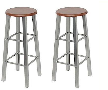 Homgoday Set Barhocker 2 Stück aus Metall und Sitz aus MDF, Stühle für den Außenbereich, Gartenmöbel, Terrassenmöbel