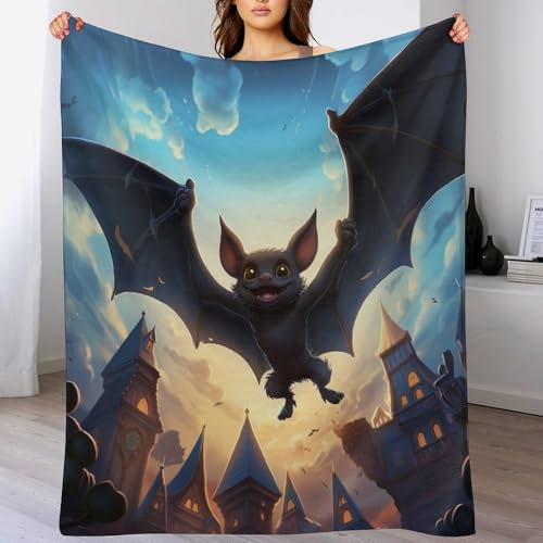 AAPZY Decke Fledermaus Decke Tagesdecke - Weiche Flannel Decke Mit Muster Sofadecke - Baumwolldecke Wohndecke Sofaüberwurf Bettüberwurf (140×180cm)