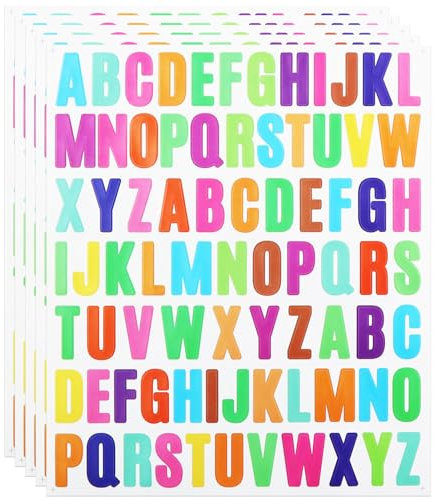 1 Inch Letter Stickers, 208 Pieces Self-Adhesive Vinyl Alphabet Kit for Scrapbook, Letterbox, Black Boards, Name Plate - Multi