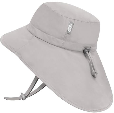Jan & Jul Jungen und Mädchen Baumwoll-Sonnenhut mit Nackenschutz, Verstellbarer Strandhut für Kleinkinder (L: 2-5 Jahre, Ash Grey)