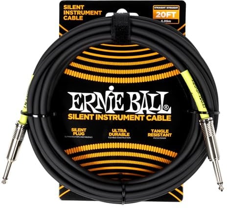 Ernie Ball Classic Silent Instrument Cable, Straight/Straight 20ft - Black