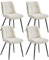 VASAGLE Esszimmerstuhl 4er Set, Küchenstuhl, Polsterstuhl, Chenille, Stuhl, bis 120 kg belastbar, Doppelkissen, Metallbeine, modern, für Esszimmer, Küche, cremeweiß KDC151W14