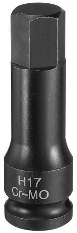 QUARKZMAN 17mm Douille à choc hexagonale H17 1/2 en acier CR-MO Phosphate Noir Impact Drive Hex Bit Sockets Allonger Hex Tournevis Douille Adaptateur pour les travaux de réparation