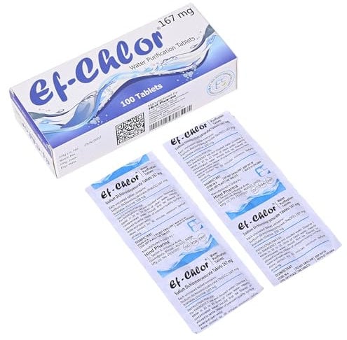 Ef-Chlor Water Purification Tablets, 167mg, 100 Tablets, Treats 20-25L Per Tablet