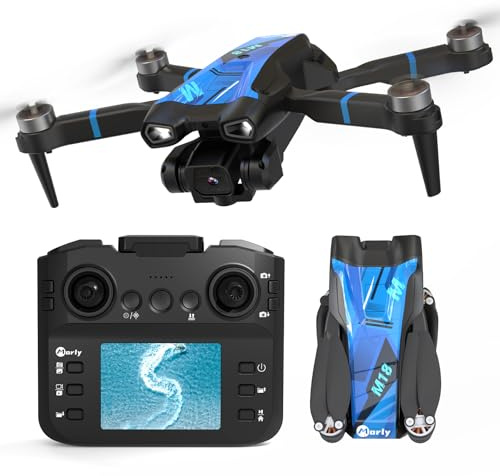 Drone avec Caméra 4K Mini Drone Avec Télécommande LCD 3D Flip Design Pliable Télécommande Rechargeable 3 Vitesses Quadricoptère RC pour Débutants M18LCD
