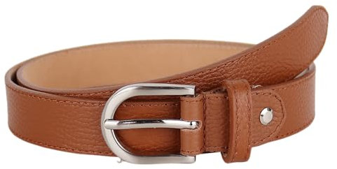 MIRROSI Ledergürtel Damen Herren Gürtel, Made in Italy, 3cm breit (Cognac (Silberne Schnalle), 85cm)