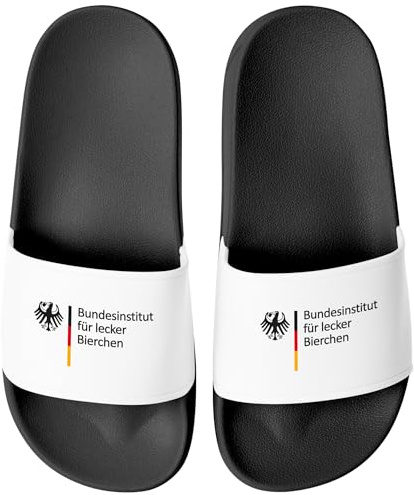MoonWorks® Badeschlappen Badelatschen Unisex mit Aufdruck Bundesinstitut für lecker Bierchen Bedruckt Herren Damen Badeschuhe Männer Frauen Geschenk