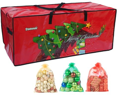 Storhomie Christmas Tree Storage Bag 9FT, Christmas Tree Bag,Double Thickened Waterproof Fabric,Christmas Tree Storage for Disassembling Artificial Tree 65 * 15 * 30inch with 3 Organizer Pouches