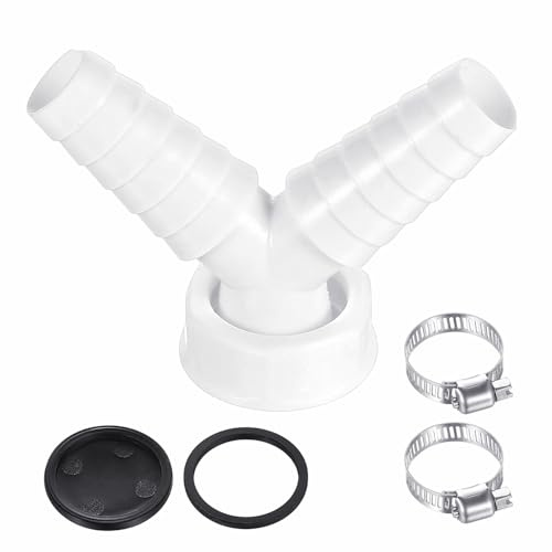 Abfluss Waschmaschine Doppelanschluss für Waschmaschine Spülmaschine 1 Zoll Schlauch, Y-adapter Abfluss Adapter Doppelanschluss für Geschirrspüler,Schlauch mit Eingangsstutzen 19-24 mm,DN 25Abgang