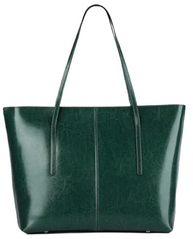 Borse a tracolla grandi in pelle for donna, borse da con in formato A4, di tendenza(Green)