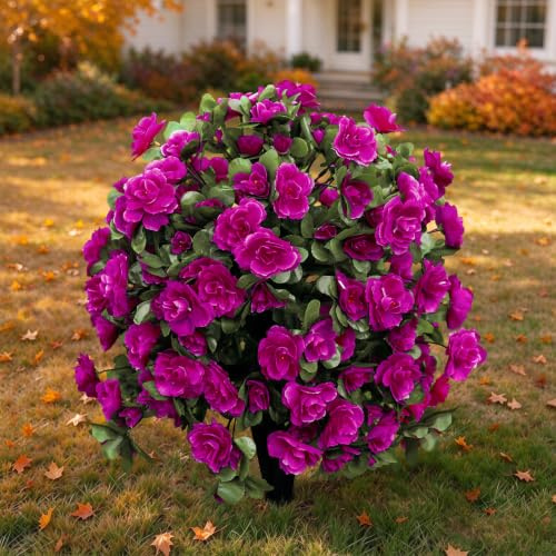 Artificial Silk Azalea Flowers Topiary Ball with Ground Stake, Fuchsia