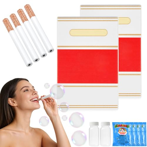 Seifenblasen Zigaretten 2er Set, Bubble Cigarettes zum Blowing Bubbles, Bubble Puff Zigaretten, Seifenblasenpistole, Lustiger Blasenbläser als Spaßartikel, Bu-bble Cigarettes Festival und Geschenk