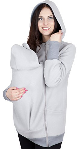 Mija - Tragejacke/Fleecepullover für Tragetuch Tragepullover für beide 4019A (M / 38, Hellgrau/Grau)