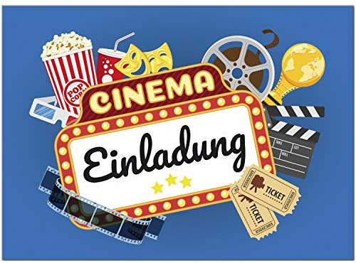 8 Einladungskarten Kindergeburtstag mit Umschlägen, Kino Film Party, Karte Geburtstag Einladung zum Ausfüllen