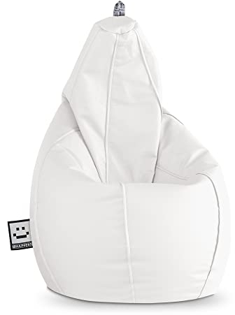 Happers Sitzsack Birne aus Kunstleder Indoor Weiß XXL