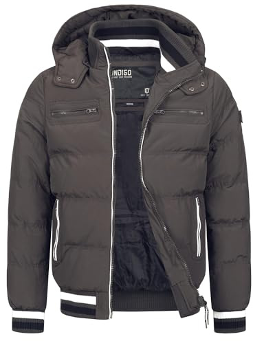 Indicode Herren Marlon Steppjacke in Daunenjacken-Optik mit Kapuze Winter | Warme Herrenjacke für Alltag und Outdoor mit Kapuze, Winterjacke, Freizeitjacke, Steppmantel, modische Pufferjacke für Männer