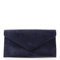 LeahWard Wrist Strap Genuine Italian Suede Leather Envelope Clutch Bags Party Wedding Purse Handbag Cross Body Bag CW01 (Navy Suede)