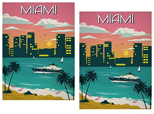 24/7stickers TR023 / 2X Miami Aufkleber 6x8,5cm USA Work & Travel Reise Koffer Gepäck Tuning Oldtimer
