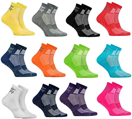 Rainbow Socks - Jungen Mädchen Sneaker Baumwolle Antirutsch Sport Stoppersocken - 12 Paar - Größen 30-35