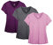 icyzone T-Shirts de Sport Femme à Manche Courtes Tops et Col en V Fitness Yoga Tee Shirt, Lot de 3 (XXL, Gris foncé/Rouge/Rose)