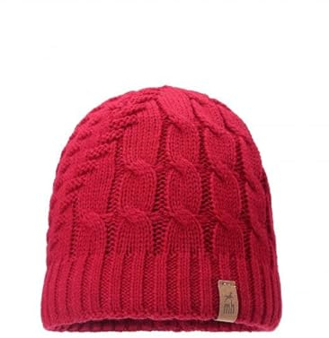 mh michael heinen Damen Strickmütze, Beanie, Fleece Fütterung, wasserabweisend, dehnbar rot OS