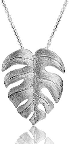 Springlight ✦ Weihnachtsgeschenke für Frauen Damen Kette Silber 925 mit Anhänger Monstera Blätter Verlässt Anhänger Halskette Schmuck Geschenke für Frauen.(Silber)