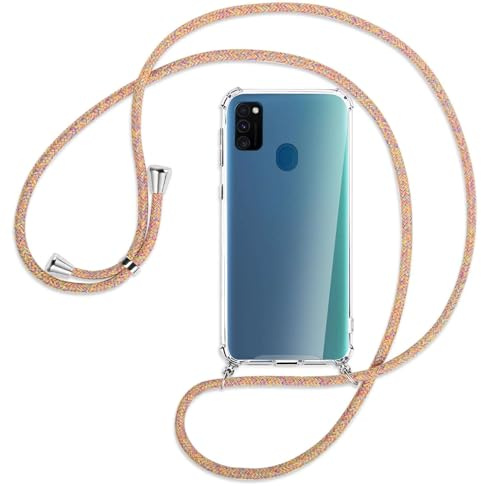 mtb more energy Handykette kompatibel mit Samsung Galaxy M30s, Galaxy M21 (6.4'') - Rainbow - Smartphone Hülle zum Umhängen - Anti Shock Full TPU Case