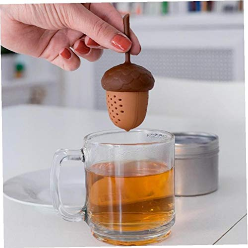 AMOYER Silikon-Eichhörnchen Eichel Form Teesieb lose Pinienkerne Teebeutel Sieb Kräuter Filter Spice Diffusor