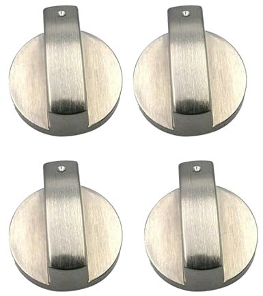 xutong Gas Stove Knob, 4 PCS Metal 6mm Silver Gas Stove Control Knobs Adaptors Oven Switch Cooking Surface Control Locks