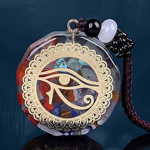 7 Chakra Organit Anhänger Halsketten, Yoga Horus Auge Rune Harz Halskette Kristall Anhänger Heilung Kristalle Für Frauen Männer