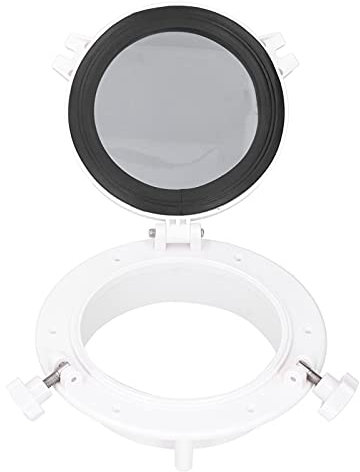 Aramox Boat Porthole Cover, 8in Universal Round Opening Portlight Porthole Tempered Glass Window White for RV Boat Yacht