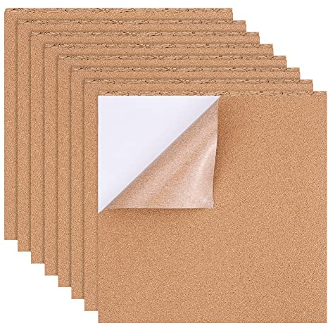 BENECREAT 12PCS Selbstklebende Korkplatten 30x30cm Korkfliesen Korkmatte mit selbstklebender Rückseite für Wanddekoration, Party und Bastelarbeiten, 1mm dick