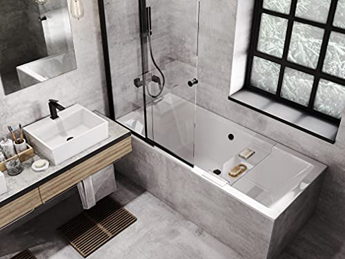BADLAND Badewanne Original Weiß Acryl Wanne Rechteck QUADRO SLIM 190x90 KOMPLETTSET SET + Füßen und Exklusive Chrom Automatik Ablaufgarnitur Made in EU 3in1