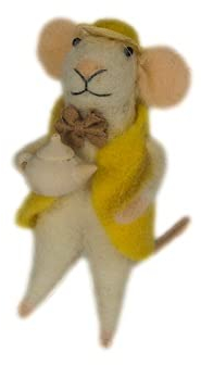 Originals Felt Mouse With Yellow Jacket & Teapot Easter Decoration