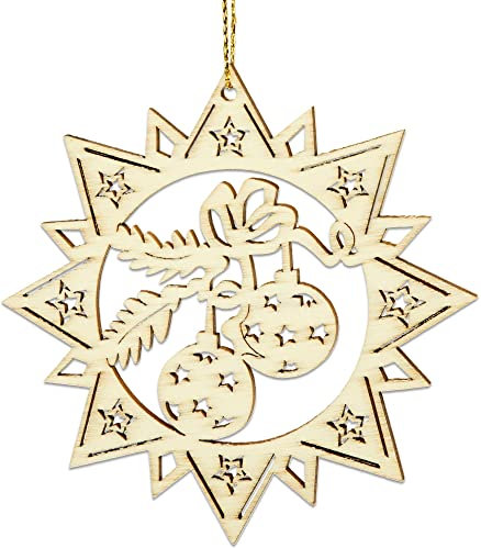 SIKORA BS-LS Traditionelle Filigrane Christbaumschmuck Holzanhänger aus nachhaltiger Herstellung - 28 Modelle wählbar, Modell:M6 Mehrzackstern Kugeln D 8.8cm