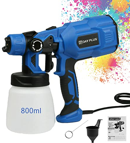 Farbsprühsystem Elektro Wandfarbe Lackierpistole Lacke Sprühen Farbsprühpistole 800ml Behälter für Lacke, Lasuren im Innen- und Außenbereich, 550W, 3 Spritzmuster, verstellbarem Luft- und Farbfluss
