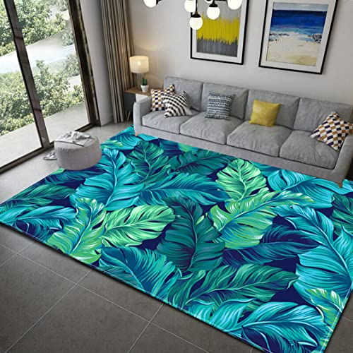 Tropischer Grüner Blatt Teppich Kaktus Sukkulenten Ananas Blume Aquarell Malerei Weiches Flanell Teppich Matte für Wohnzimmer Esszimmer Schlafsaal Schlafzimmer Dekoration (Farbe 1,140x200 cm)
